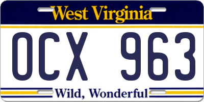 WV license plate OCX963