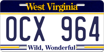 WV license plate OCX964