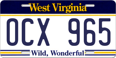 WV license plate OCX965