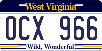 WV license plate OCX966