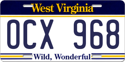 WV license plate OCX968