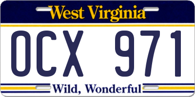 WV license plate OCX971