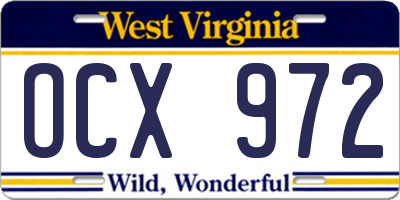 WV license plate OCX972