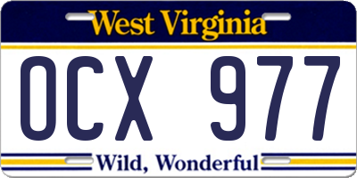 WV license plate OCX977