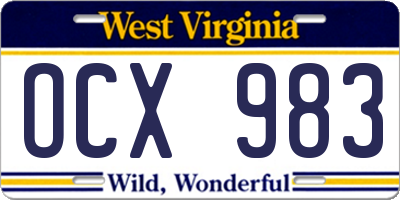 WV license plate OCX983