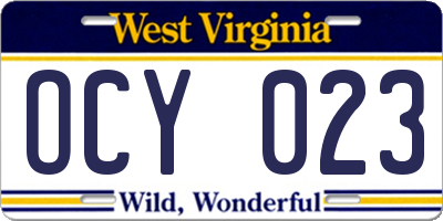 WV license plate OCY023