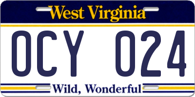 WV license plate OCY024