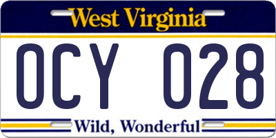 WV license plate OCY028