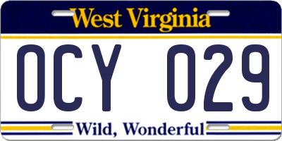 WV license plate OCY029