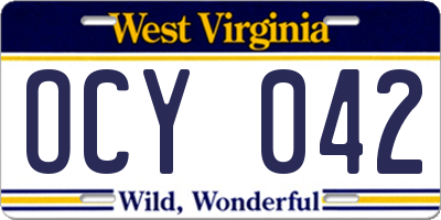WV license plate OCY042