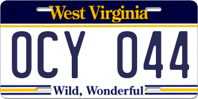 WV license plate OCY044