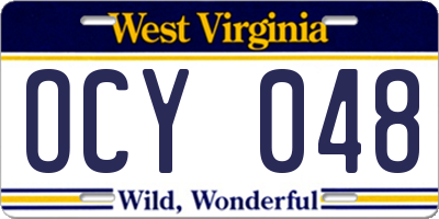 WV license plate OCY048