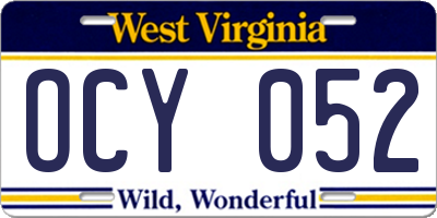 WV license plate OCY052