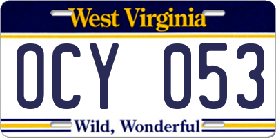 WV license plate OCY053