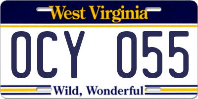 WV license plate OCY055