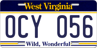 WV license plate OCY056