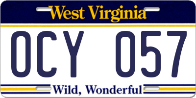 WV license plate OCY057