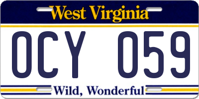 WV license plate OCY059