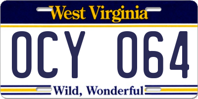 WV license plate OCY064