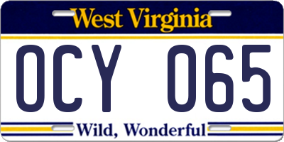 WV license plate OCY065