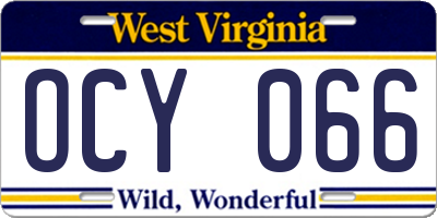 WV license plate OCY066