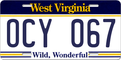 WV license plate OCY067