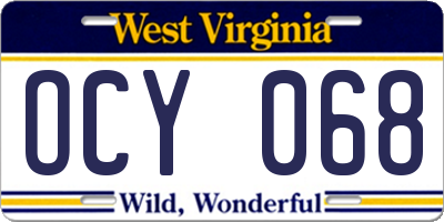 WV license plate OCY068