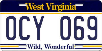 WV license plate OCY069