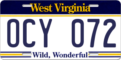 WV license plate OCY072