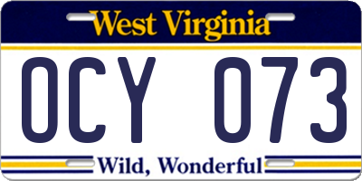 WV license plate OCY073
