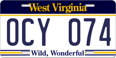 WV license plate OCY074