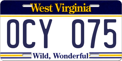 WV license plate OCY075