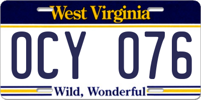 WV license plate OCY076