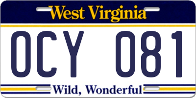 WV license plate OCY081