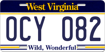 WV license plate OCY082
