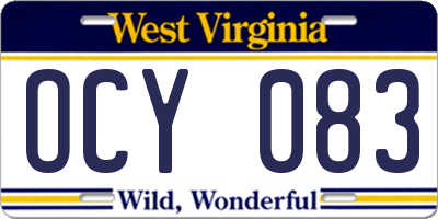 WV license plate OCY083