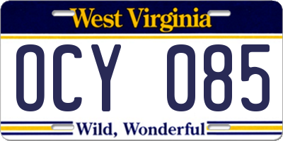 WV license plate OCY085