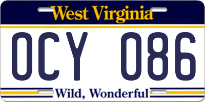 WV license plate OCY086