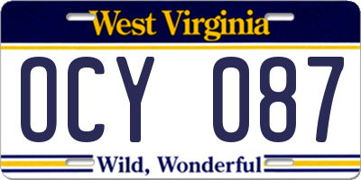 WV license plate OCY087