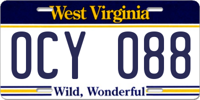 WV license plate OCY088