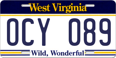 WV license plate OCY089