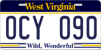 WV license plate OCY090