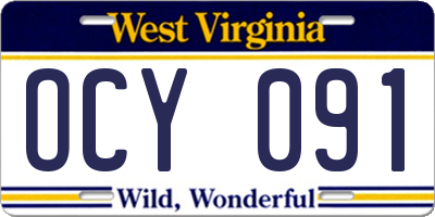 WV license plate OCY091