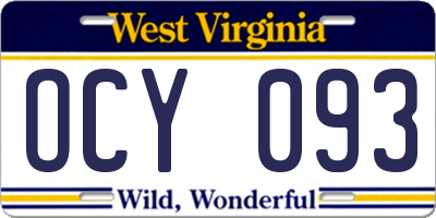 WV license plate OCY093