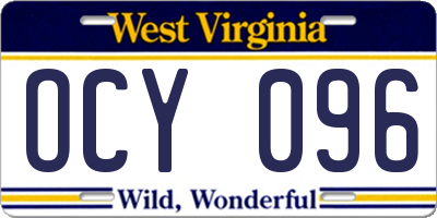 WV license plate OCY096