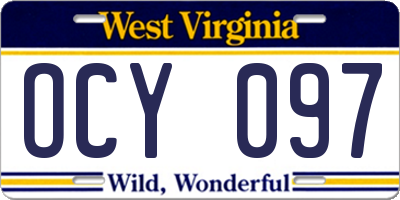 WV license plate OCY097