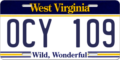 WV license plate OCY109