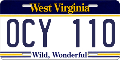 WV license plate OCY110