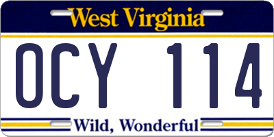 WV license plate OCY114
