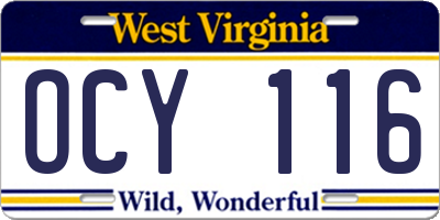 WV license plate OCY116